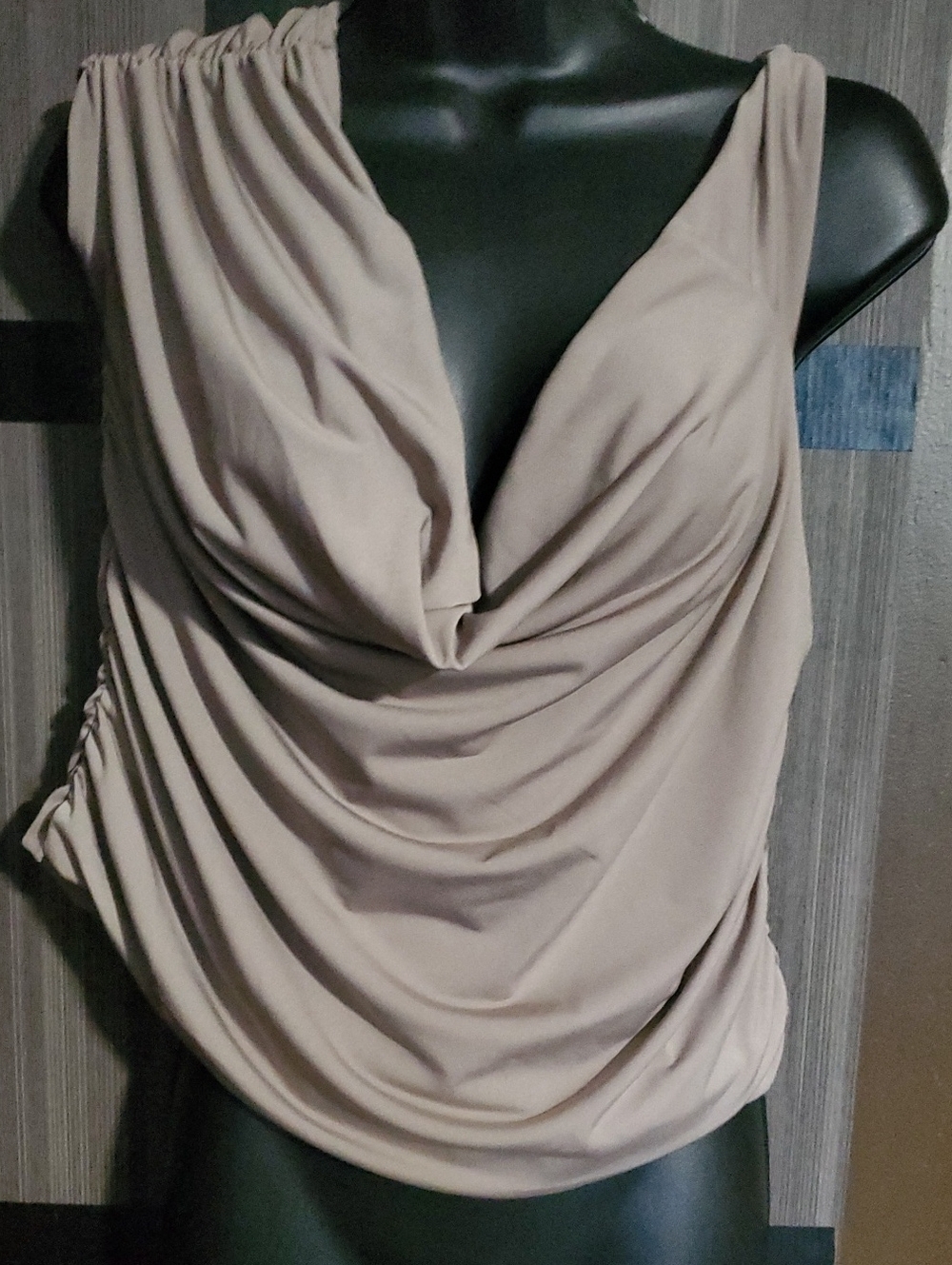 Fashion Nova Taupe Draped Cowl Neck Sleeveless Camisole